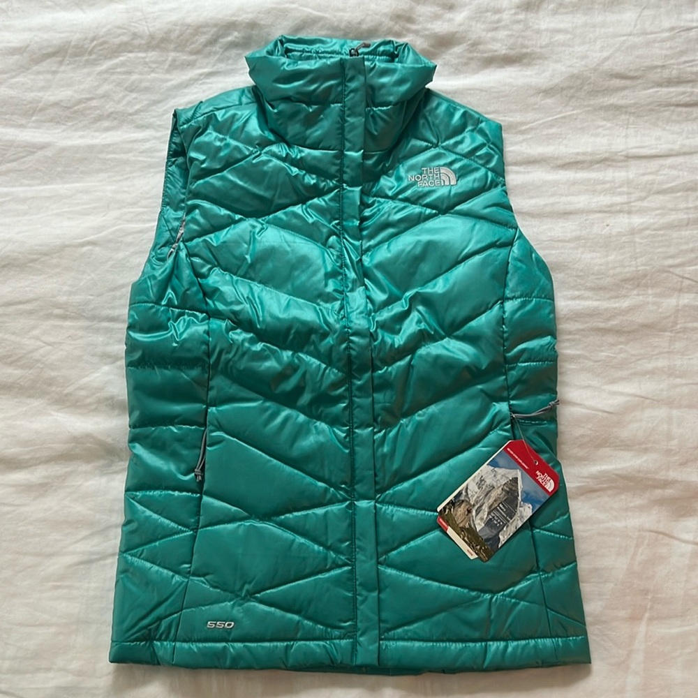 NWT The North Face Aconcagua Vest 500 Fill Jacket kokomo green XS